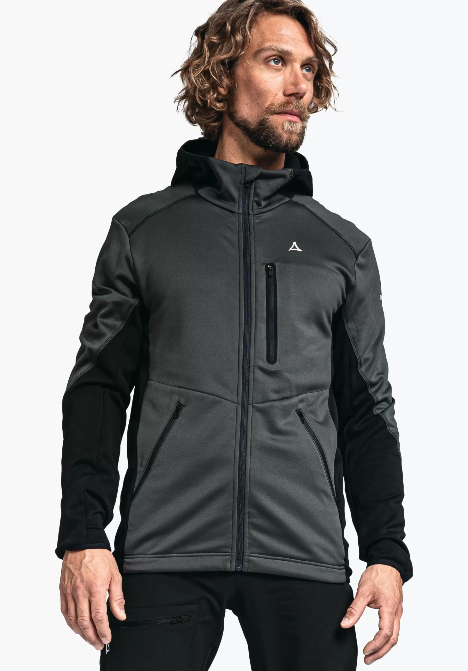 MEN SCHÖFFEL Trek & Hike<Sporty fleece hoody in material mix orange
