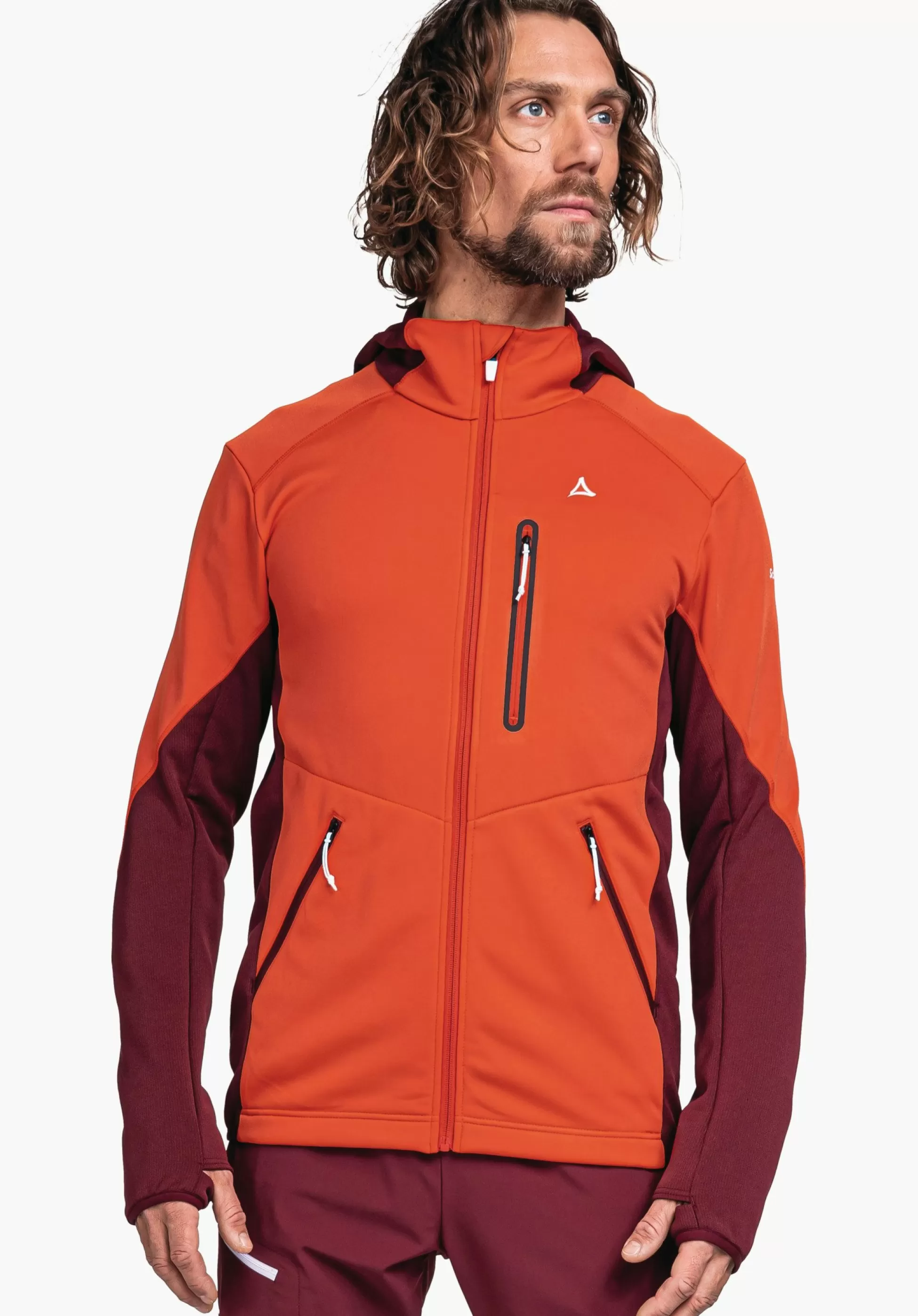 MEN SCHÖFFEL Trek & Hike<Sporty fleece hoody in material mix orange