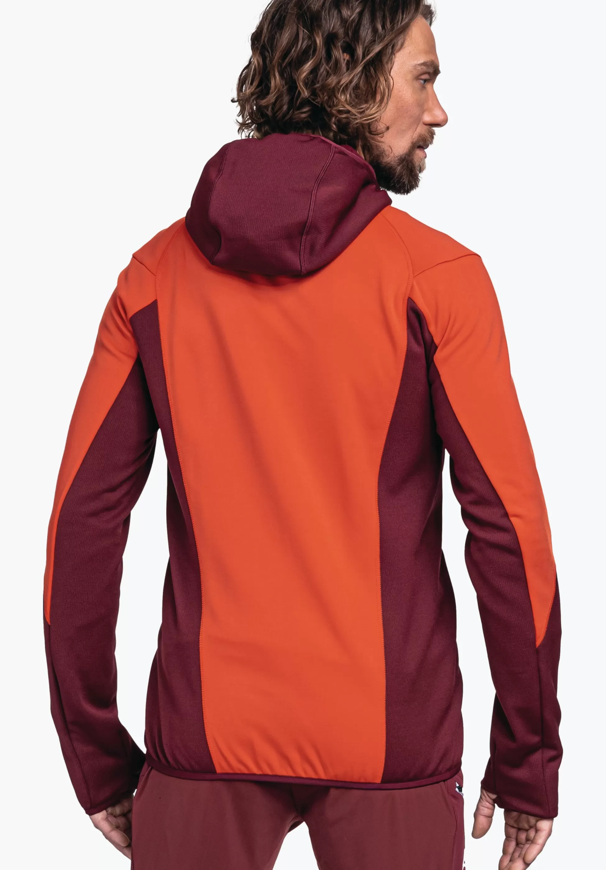 MEN SCHÖFFEL Trek & Hike<Sporty fleece hoody in material mix orange