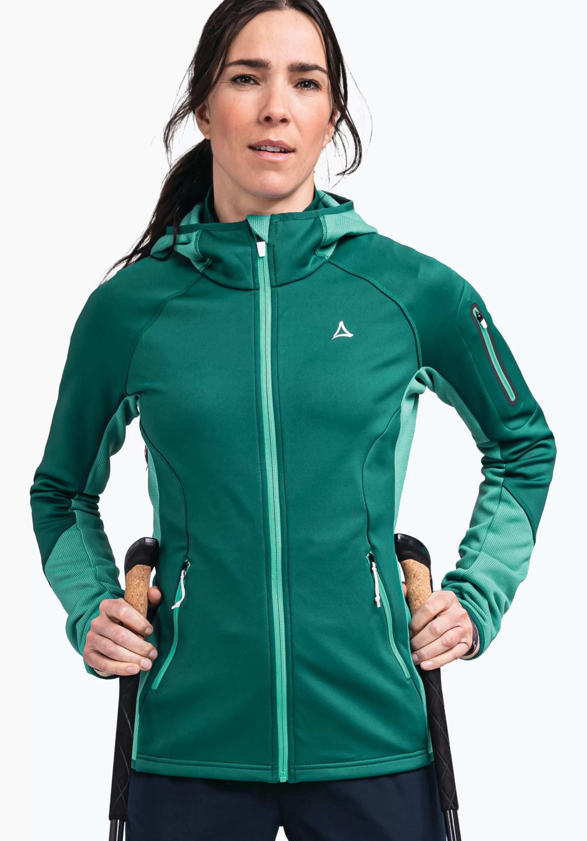 WOMEN SCHÖFFEL Trek & Hike<Sporty fleece hoody in material mix red