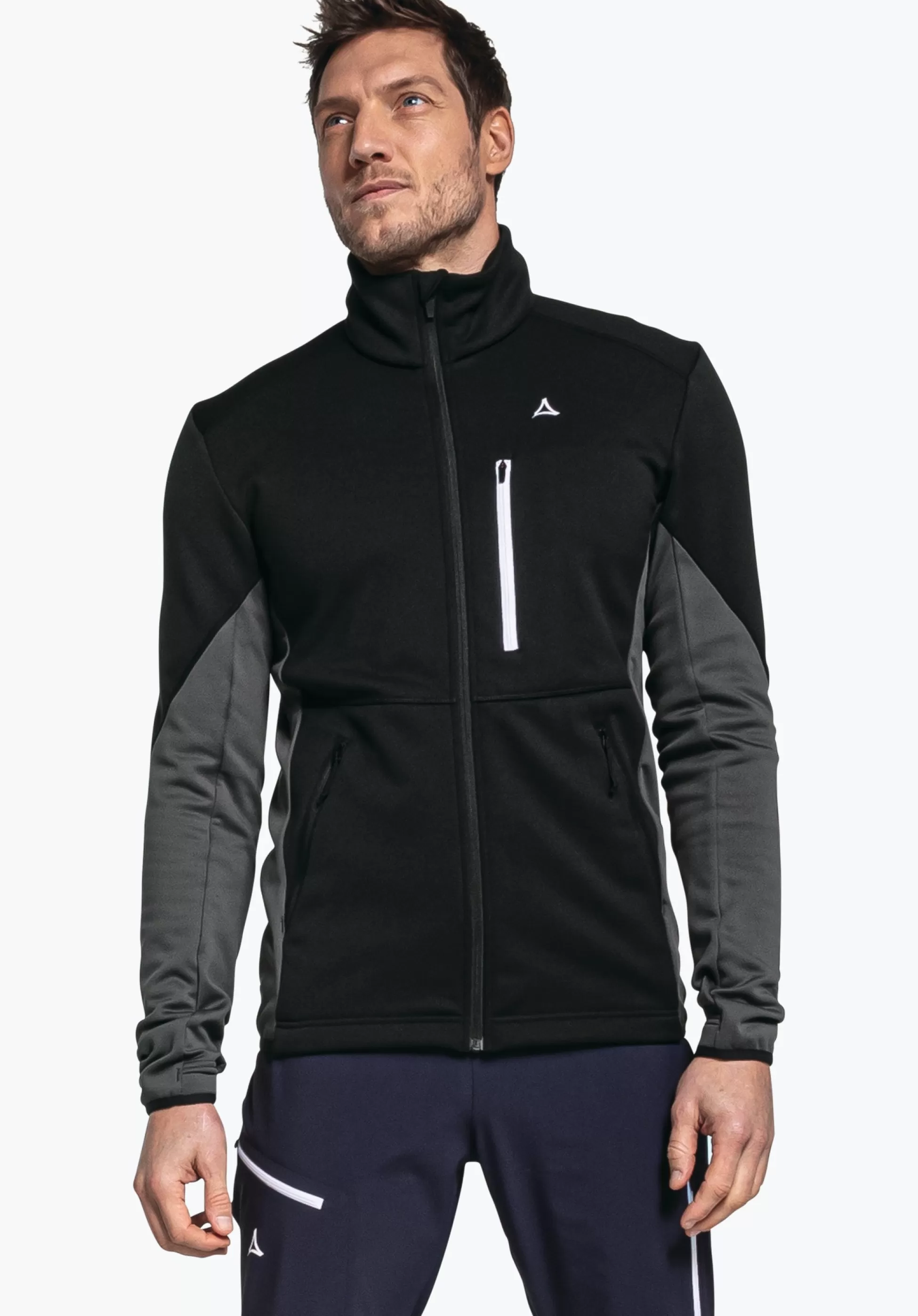 MEN SCHÖFFEL Trek & Hike<Sporty fleece jacket in material mix blue