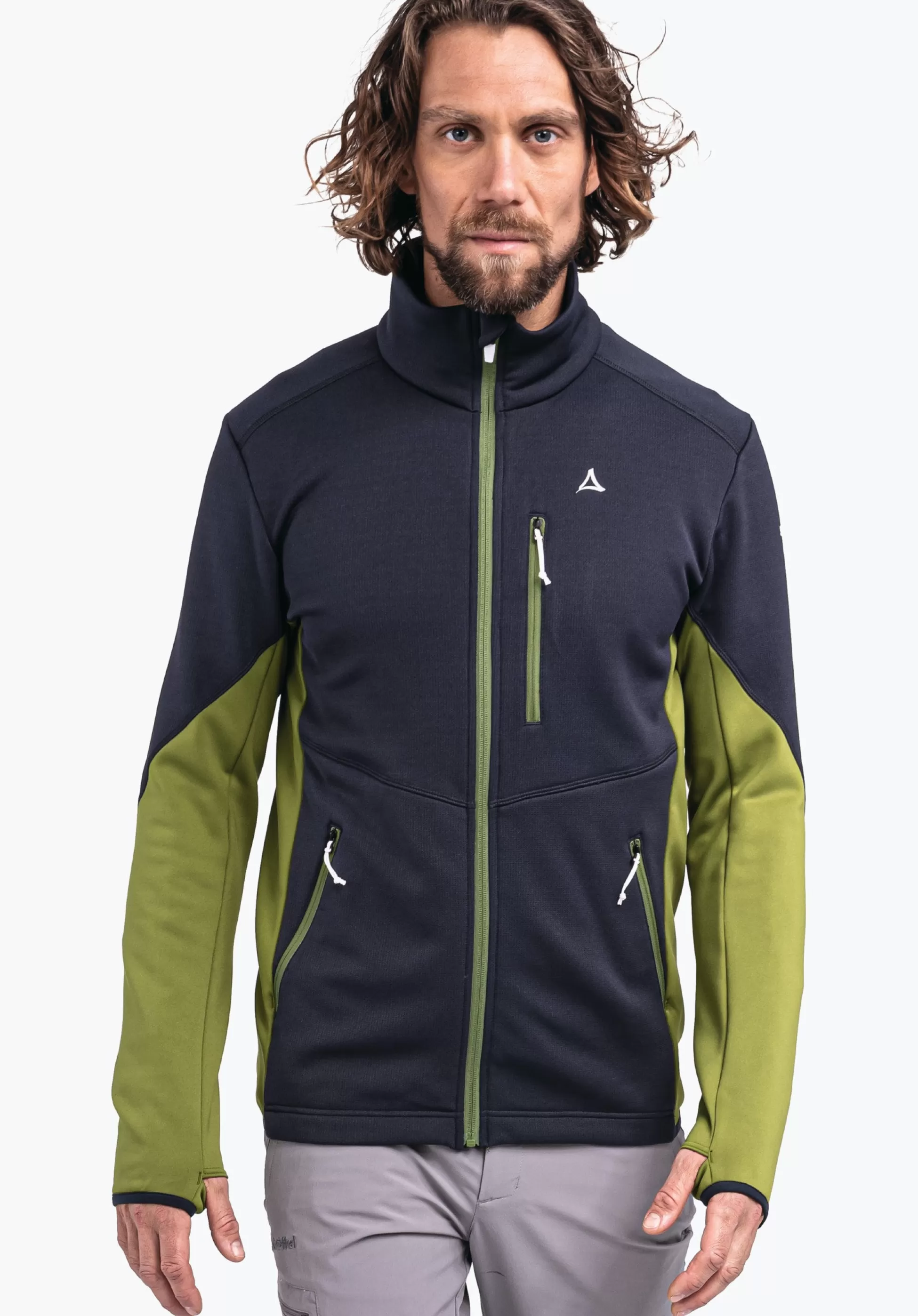 MEN SCHÖFFEL Trek & Hike<Sporty fleece jacket in material mix blue