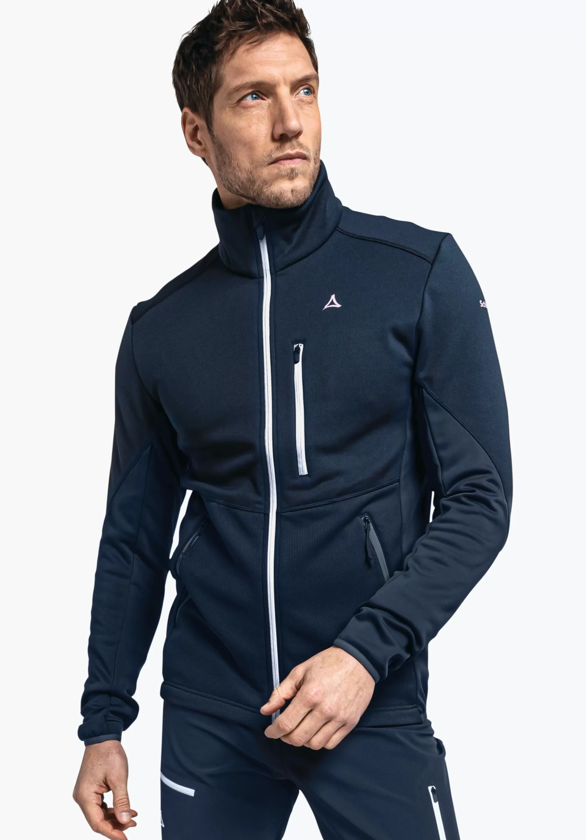 MEN SCHÖFFEL Trek & Hike<Sporty fleece jacket in material mix blue